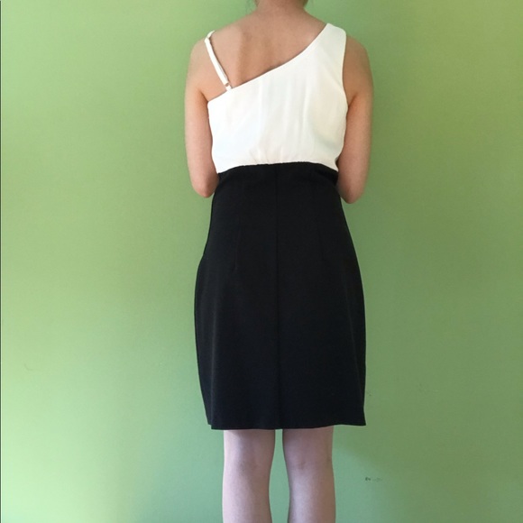 BCX one shoulder white ruffle black skirt dress - Picture 4 of 5